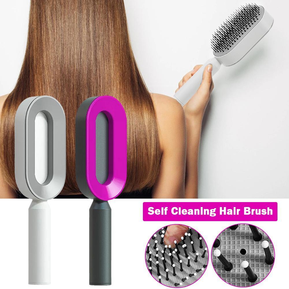 Self-Cleaning Hairbrush-Scalp Massager for Hair Growth & Tangle-Free