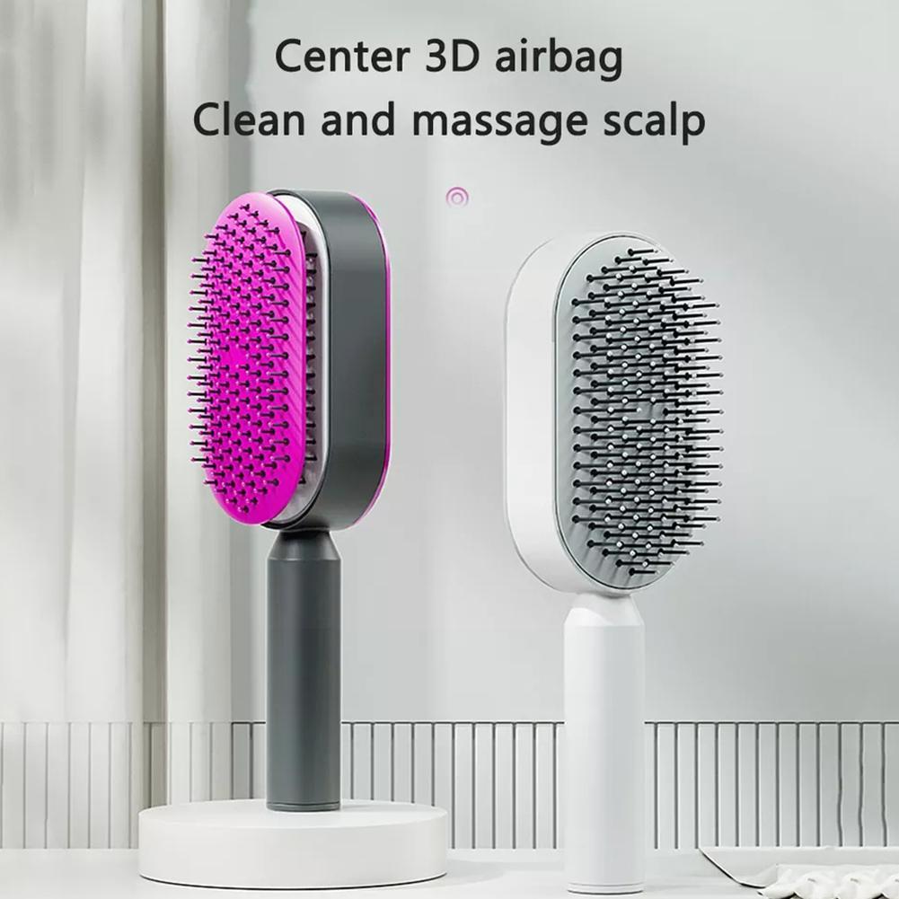 Self-Cleaning Hairbrush-Scalp Massager for Hair Growth & Tangle-Free